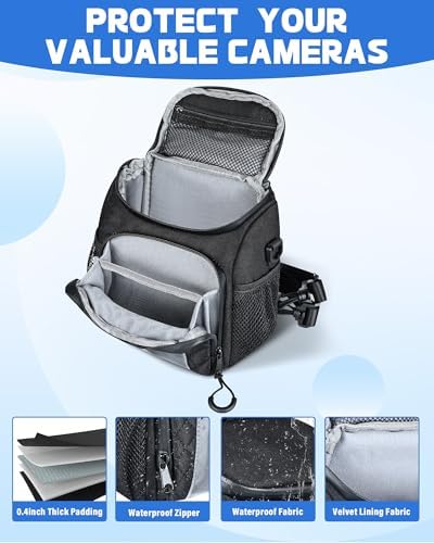 PLOZANO Shockproof Camera Sling Bag Compatible with Polaroid Now 3rd2nd Gen, Now+, Go Gen 2 OneStep Instant Camera, Crossbody Small Camera Backpack, Camera Carrying Case for Accessories & Film (7x5x8) - Image 5
