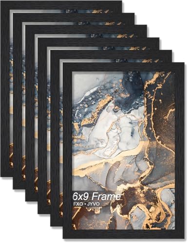 6x9 Picture Frame Set of 6 Black Engineered Wood Tabletop/Wall Hanging by Fxojyvo