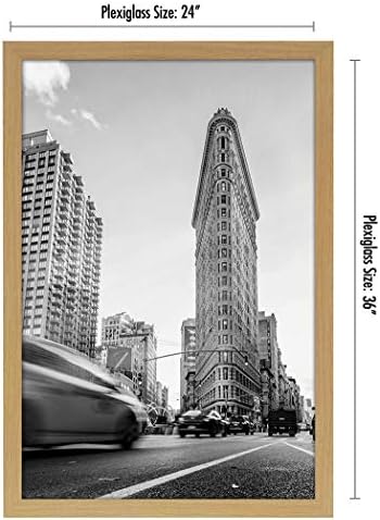 Americanflat 24x36 Poster Frame - Pine Engineered Wood with Polished Plexiglass - Wide Picture Frame for Vertical or Horizontal Wall Display - Epic Collection - Pine - Image 2