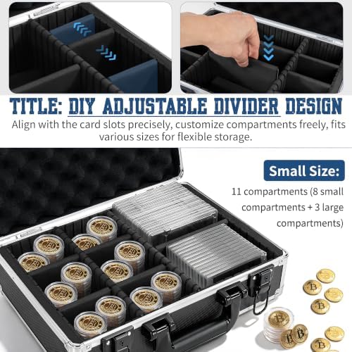 Aluminum Storage Case with Adjustable Dividers, Multi-Function Lockable Storage Carrying Case for Graded Card, Barber Tools, Makeup Tools, etc (Medium) ﻿ - Image 5