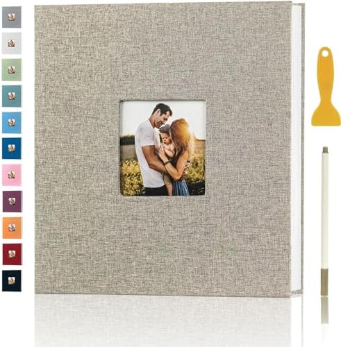 Photo Album Self Adhesive Pages Scrapbook, 13.2x12.8 Yellow 60 Pages by Aenbuslm