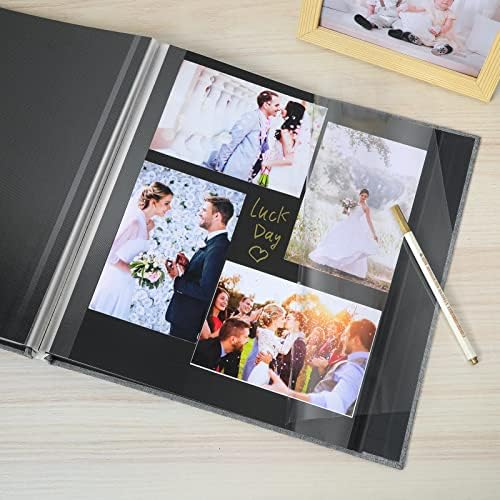 Spbapr Large Photo Album Self Adhesive Linen Cover Magnetic Scrapbook Album DIY Scrap Book 60 Black Sticky Pages for 4x6 5x7 8x10 10x12 Pictures with A Metal Pen 13.2"x12.8"60pages - Image 4