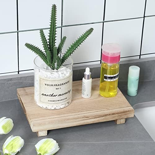 Nuogo Wood Pedestal Riser Stand for Kitchen Soap Tray,12 X 7 Inch,Natural - Image 2