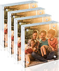 Egofine 4x4 Acrylic Frames 4 Pack, 20mm Thicker Frameless Clear Picture Frames, Double Sided Magnetic Picture Frames, Free Standing Desktop Display by Egofine