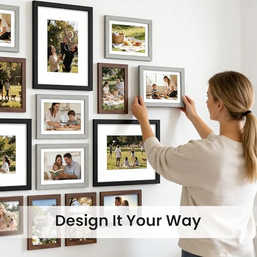 upsimples Picture Frames set of 19, Including 8x10, 5x7, 4x6 Rustic Frame - Image 7