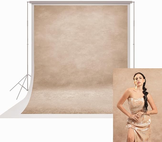 UrcTepics 8x10ft Beige Abstract Textured Photo Backdrop Cloth, Photography for Studio, Portraits, Headshot, Family. by UrcTepics