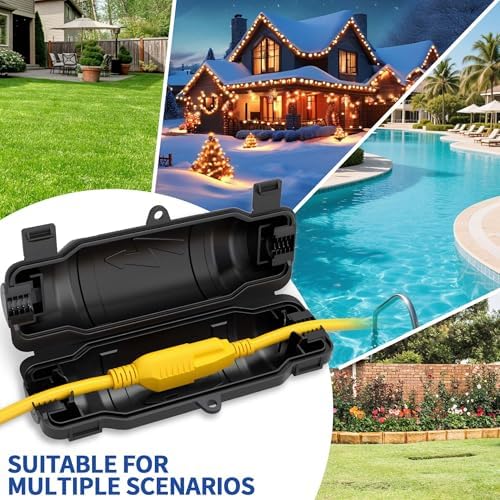 3 Pack Outdoor Extension Cord Safety Cover, Waterproof, Black - Image 6