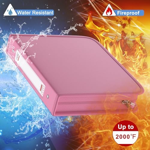 Fireproof 3 Ring Binder with Zipper, 1.5" D Rings Holds 375 Sheets - Image 2