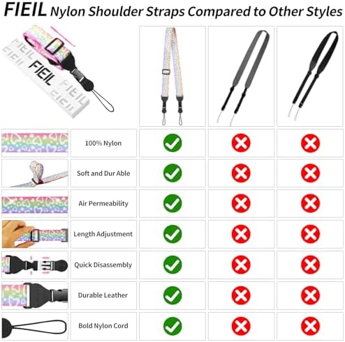 FIEIL Adjustable Shoulder Strap, Nylon Camera Strap, Comfortable Neck Strap for iPad, Cellphone Tablet, Camera, Laptop, Binocular, Luggage Bag (Rainbow Heart Universal Lanyard) - Image 5