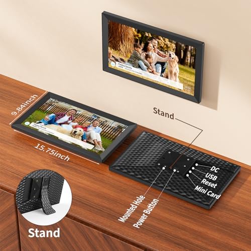 Digital Photo Frame,15.6 Inch Frameo Digital Picture Frame, 1920x1080 IPS LCD Touch Screen,Auto-Rotate,32GB, Supports SD Cards,Share Happy Moments Instantly via Frameo App from Anywhere - Image 3