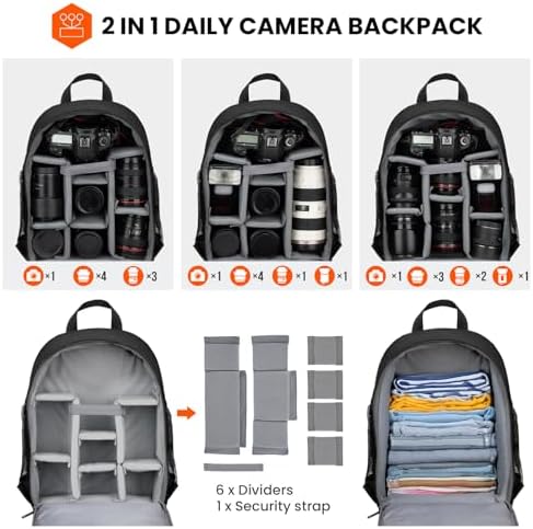 TARION Small Camera Backpack for Photographers Compact 12L Black TB-S - Image 3