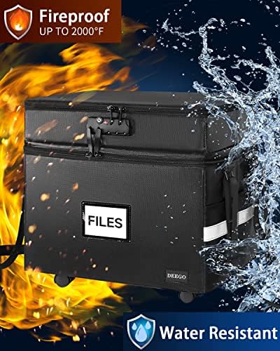 DEEGO 3 Layer Rolling File Box, Fireproof Document Box with Wheels - Image 3