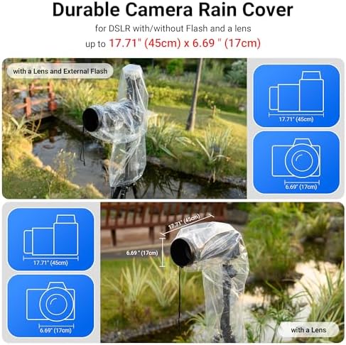 1+1 Clear Camera Rain Cover w/Without Flash for Camera + Lens up to 18" - Image 2