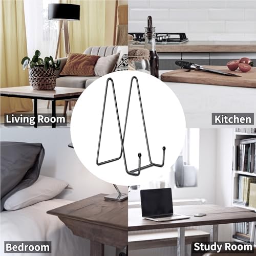 Kruodop 4 pack of 12 inch plate stands for display, black metal frame holder stands for plates, picture frames, books, small easels, decorative plates, photos, platters, and tabletop art(black) - Image 7