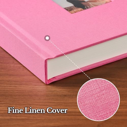 Pssoss 8x8 Inch DIY Scrapbook Album, Linen Hardcover, 40 Pages, Pink - Image 6
