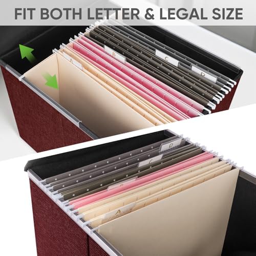 BALEINE File Organizer Box with Lid, Collapsible Hanging File Storage Box - Image 3