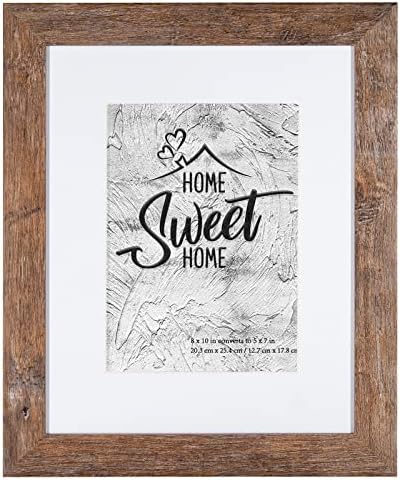 Califortree Rustic Brown 8x10 Picture Frame - Display Photos 5x7 with Mat or 8x10 Without Mat - HD Glass Inside, Horizontal and Vertical Display Frames for Wall and Tabletop - 1 Pack by Califortree