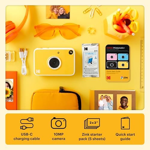 Kodak Printomatic+ Instant Print Digital Camera (Gold) 10MP Portable Camera with Interactive RGB LED Status Indicator, Prints Full-Color Photos on Zink 2x3” Sticky-Backed Photo Paper - Image 3