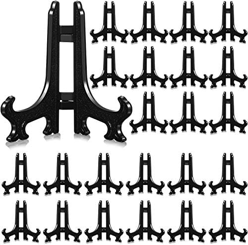 Patelai 48 Pcs Mini Easel Stands 5 Inch Plastic Plate Stand Holder Display Picture Easel for Display Picture Frame Collectibles Desktop Weddings Party Home Decoration (Black) by Patelai