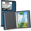 Dunwell 12x18 Art Portfolio Binder, 24-Sleeve, Black Mounting Paper, Blue by Dunwell