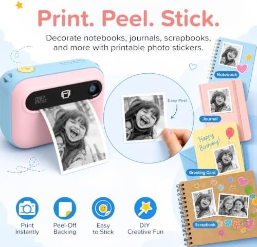 myFirst Kids Instant Print Camera, 16MP Camera, 9 Rolls Paper, Travel Case - Image 3
