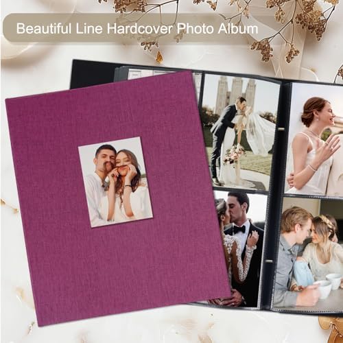 Artmag Fabric Photo Album 4x6 400 Large Capacity for Family Wedding Anniversary Linen Album Holds 400 Vertical Photos (400 Pockets, Purple) - Image 4