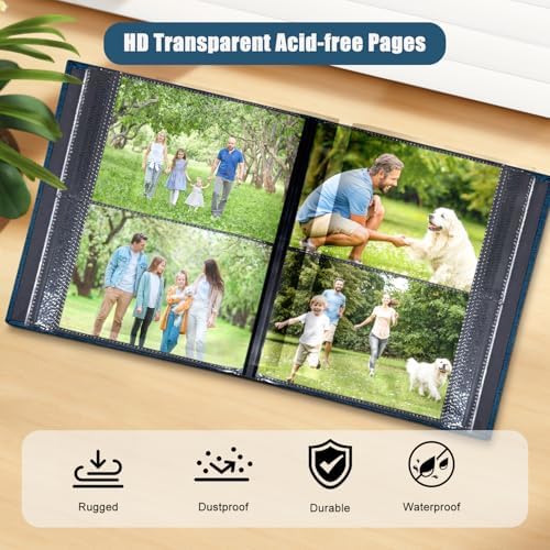 Photo Album 4x6 with 200 Pockets, Slip-in Picture Albums, Linen Cover Memory Book with Front Window, Black Page Vertical Photo Book for Wedding, Family, Anniversary, Baby, Vacation(Blue) - Image 2