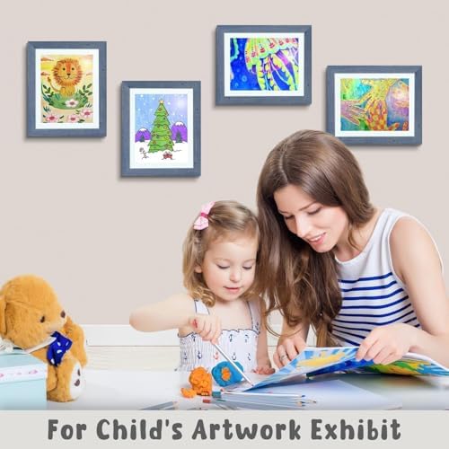 2 Pack 10x12.5 Front-Opening Kids Artwork Frames Changeable (Navy Blue) - Image 4
