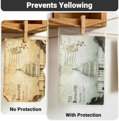 25 Pack Archival Photo Sleeves 3.9x6.5" - Acid Free Crystal Clear Plastic Bags Self Adhesive, Clear Paper Sleeves Protector, Plastic Covers for Paper Photo Prints Cardstock - Image 5