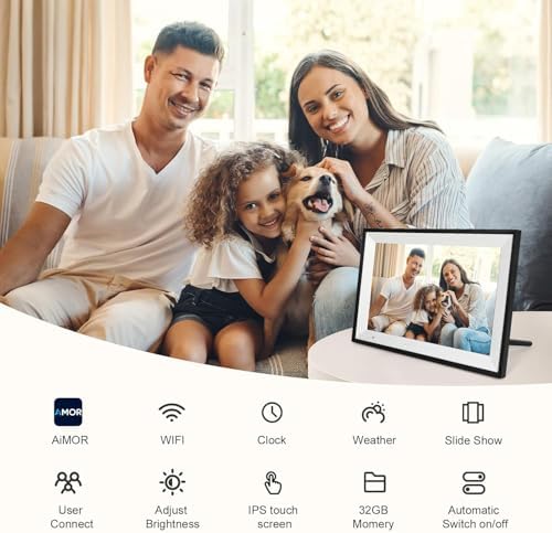 Digital Picture Frame 10.1 inch Digital Photo Frame with 32GB Storage, 1280 * 800 IPS FHD Touchscreen, WiFi Smart Frame Share Photos and Videos Instantly from Anywhere via AiMOR App - Image 2