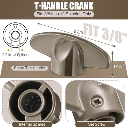 4 Pack 3/8 Inch Casement Window Crank Handles, 12-Spline Spindle Fit, Stone - Image 3