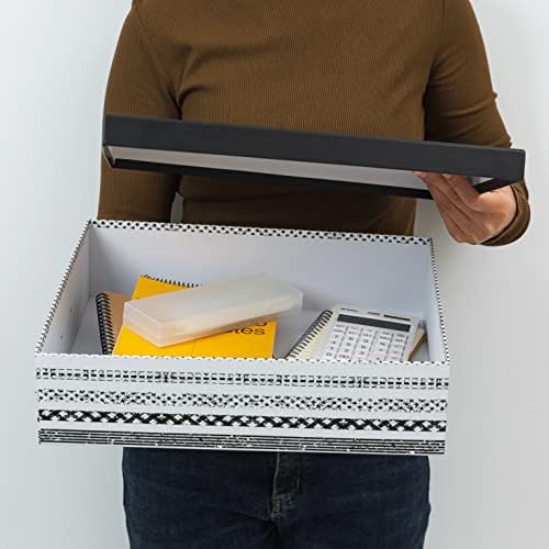 SLPR - Nesting Black and White Storage Boxes with Lids, Set of 3 - Image 3