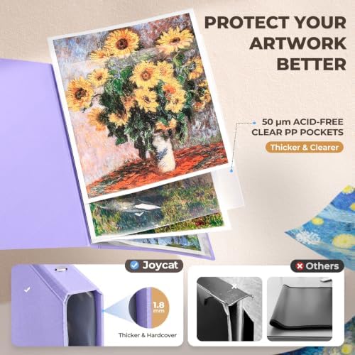 JoyCat 11 x 17 Art Portfolio Binder, 40 Pockets Display 80 Pages, Purple - Image 4