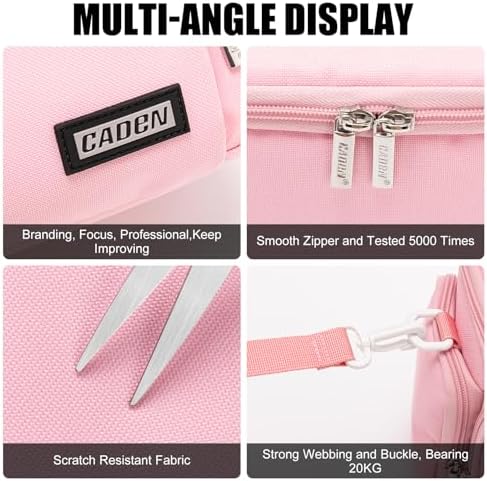 CADeN Compact Camera Shoulder Crossbody Bag Case Compatible for Nikon, Canon, Sony SLR/DSLR Mirrorless Cameras and Lenses Waterproof(1.0 S, Pink) - Image 6