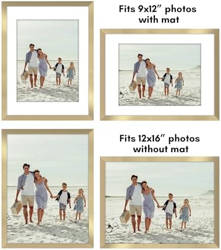 Americanflat 12x16 Picture Frame 2-Pack - Matted to 9x12 - Gold - Image 4