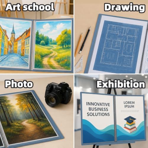 18x24 Blue Art Portfolio Folder Displaying 48 Pages With Plastic Sleeves - Image 6