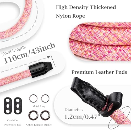 VOVMOEYA Nylon Braided Camera Rope Strap, Camera Neck Shoulder Strap with O-Ring for DSLR & Mirrorless Camera- Pink - Image 3