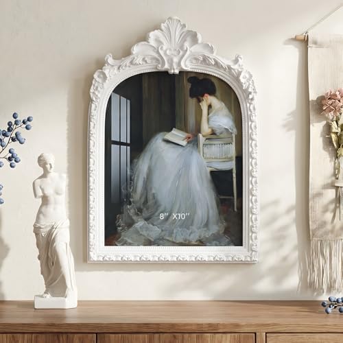 Cuspin 8x10 White Arched Picture Frame Vintage Elegant Decorative Frame - Image 2