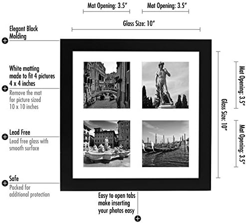 Americanflat 4x4 Collage Picture Frame - Fits 4 - Engineered Wood - Black - Image 7