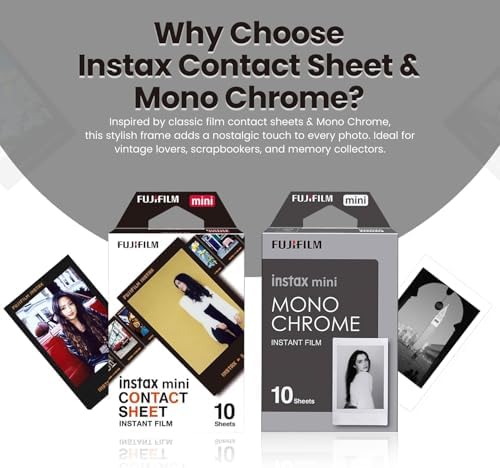 FUJIFILM Instax Mini Contact Instant Film 10 Sheets + Mono Chrome 10 Sheets + BluebirdSales Microfiber Cleaning Cloth – Creative Photography Bundle (Mini Film Combo) - Image 3