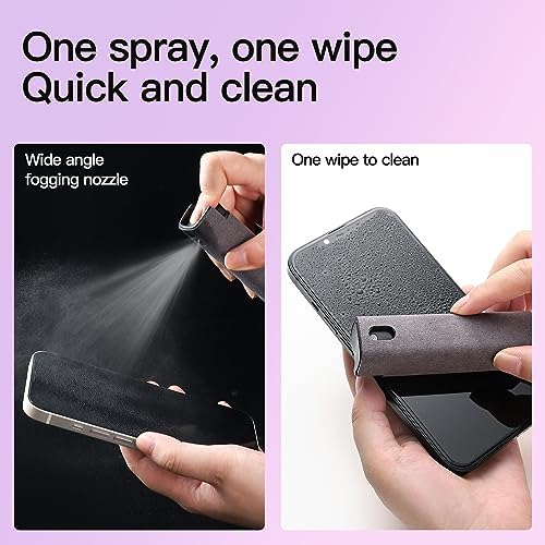 CUIUD Touchscreen Screen Cleaner Kit 2 Pcs, Phone, Tablet and Car Screen Cleaner, Two in One Spray and Microfiber Cloth(Grey&Pink) - Image 4