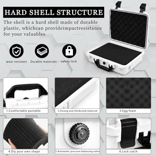 Relaxweex 11.3 x 8.7 x 4.2 Inch Hard Case, Grid Shell, White - Image 3