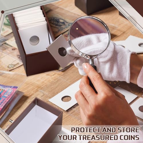 Teling 8 Pcs 2x2 Coin Storage Collectors Box, 9 x 2 x 2 Inches, Brown - Image 5