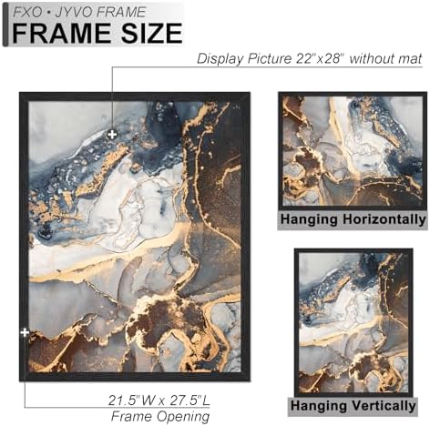 Fxojyvo 22x28 Picture Frame Set of 2 Black Engineered Wood Wall Hanging - Image 4