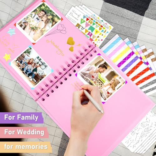 GOTIDEAL 7 x 7 Inch Scrapbook Album with Metallic Markers, Pink, 40 Pages - Image 5