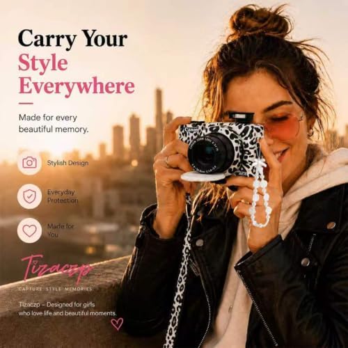 Cute Camera Case for Canon G7X Mark III,Silicone Protective Cover with Removable Lens Cap,Bracelet Wrist Strap & 2 Pack Tempered Glass Screen Protector for Women (White Leopard) - Image 7