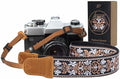 Padwa Lifestyle Camera Strap - 1.5" Crazy Horse Cowhide Head Cotton Strap,Vintage Embroidery Camera Straps for Photographers and All Cameras,Cute Adjustable Shoulder Neck Strap for Adults & Kids by PadwaLifestyleCameraStrap