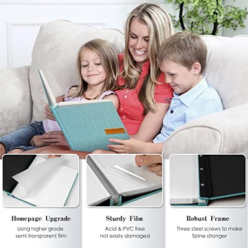 Spbapr Large Photo Album Self Adhesive Magnetic Scrapbook,DIY Scrapbook Album for 4x6 5x7 8x10 Picture,60 Pages Linen Cover Memory Book for Wedding Family Baby Pets, with Metallic Pen and Scraping - Image 3