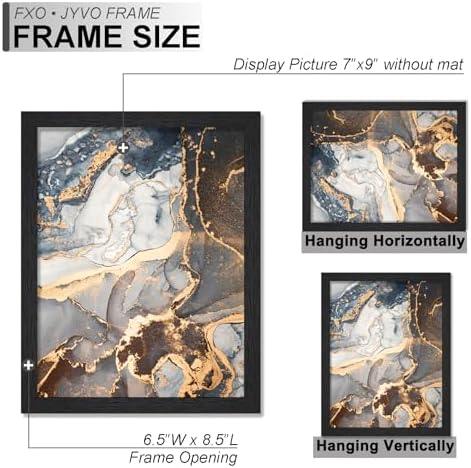 7x9 Picture Frame Set of 2 Black Engineered Wood Tabletop/Wall Hanging - Image 4