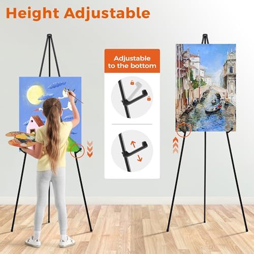 ARTASY 63" Easel Stand for Wedding Signs, Black, 3 Packs with Carry Bags - Image 4